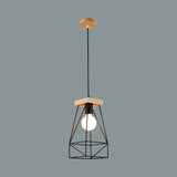 Modern Nordic Metal Cage Shade Pendant Light - Black/Blue