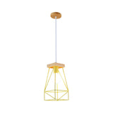 Modern Nordic Metal Cage Shade Pendant Light - Black/Blue