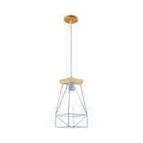 Modern Nordic Metal Cage Shade Pendant Light - Black/Blue