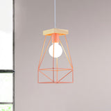 Modern Nordic Metal Cage Shade Pendant Light - Black/Blue Pink