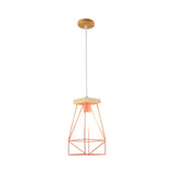 Modern Nordic Metal Cage Shade Pendant Light - Black/Blue