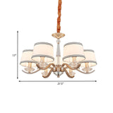 Modernist 6-Light Fabric Barrel Ceiling Chandelier With Crystal Bobeche - Perfect For The Bedroom