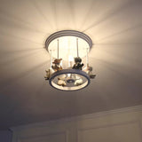 Kids Animal Metal Semi Flush Mount Ceiling Light With 4 Modern White Candle-Lights