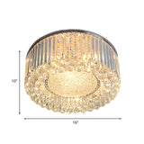 Modern Drum Ceiling Flush Mount Crystal Light - 5-Bulb Silver With Minimalist Design