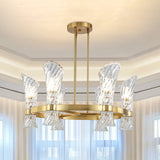Modern Gold Metal 6-Light Semi Flush Ceiling Light With Crystal Twisted Shade