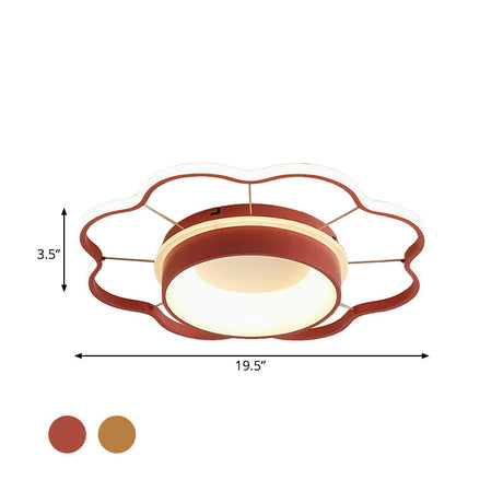 Flower Flush Mount Spotlight Kids Led Light In Pink/Gold Warm/White