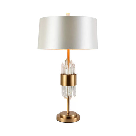 Postmodern White-Brass Living Room Table Lamp With Fabric Shade