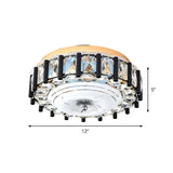 Contemporary Black Crystal Block Led Ceiling Flush Light For Corridors