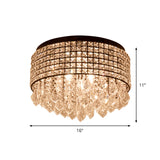 Modern Black Crystal Flushmount Lamp With 5 Embedded Heads And Droplet Design