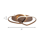 Romantic Double Heart Flush Mount Ceiling Lamp In Brown Perfect For Study Rooms