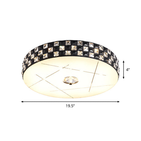 Modern Crystal-Encrusted Led Black Ceiling Mounted Flushmount Lamp For Bedroom