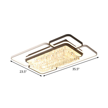 Modernist Crystal Prisms Led Ceiling Flush Mount Light - Black-White Flushmount For Living Room