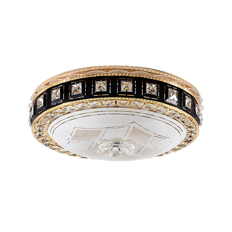 Modern Led Flush Crystal Ceiling Fixture In Black For Bedroom