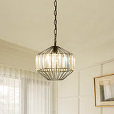 Modern Geometric Crystal Block Pendant Lamp - Black Ceiling Lighting / A