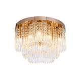 Gold Crystal Fringe Flushmount Light With Contemporary Floral Design
