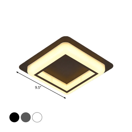 Contemporary Acrylic Led Flush Light For Bedroom - Square Ceiling Mount In White/Black/Grey