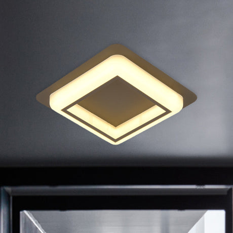 Contemporary Acrylic Led Flush Light For Bedroom - Square Ceiling Mount In White/Black/Grey