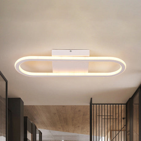 Ellipse Led Ceiling Light - 15’/19’ Metal Flush Mount Simple Black/White Design White/Warm Glow