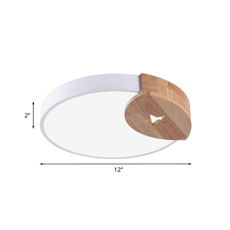 9/12 Circle White Led Flush Light With Acrylic Ceiling Mount - Modern White/Warm