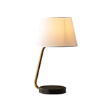 Nordic Urn-Like Bedside Lamp With Fabric Shade In Black/White/Flaxen