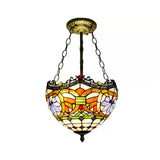 Victorian Design Tiffany Style Ceiling Fixture With 12/16 Wide Bowl Orange-Purple / 12