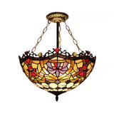 Victorian Design Tiffany Style Ceiling Fixture With 12/16 Wide Bowl Red / 16