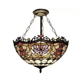 Victorian Design Tiffany Style Ceiling Fixture With 12/16 Wide Bowl