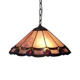 Tiffany-Style Purple Cone Hanging Lamp - Hand Cut Glass Pendant Light