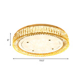 Clear Crystal Led Drum Flush Mount Light | Modern Chrome Ceiling Lamp For Bedroom