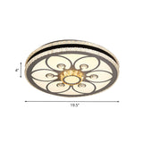 Modern Led Crystal Block Circle Ceiling Light With Four-Leaf Clover/Flower Pattern In Chrome