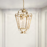 Minimalist Gold Chandelier With 3-Head Design Faceted Crystals And Botanical Stem - Hanging Pendant