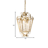 Minimalist Gold Chandelier With 3-Head Design Faceted Crystals And Botanical Stem - Hanging Pendant