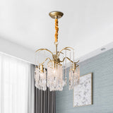 Post Modern Windbell Crystal Bead Suspension Pendant Light - Gold (4 Bulb Chandelier)