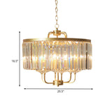 Contemporary Gold Drum Crystal Block Chandelier - Stunning 6-Head Suspended Lighting For Guest Room