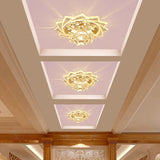 Modern Led Crystal Glass Lotus Ceiling Pendant Light - Flush-Mount Fixture