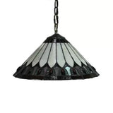 Handcrafted Tiffany-Style Suspension Lamp With Fish Tail And Gem Design In Beige