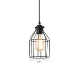 Black Metal Birdcage Pendant Ceiling Light For Living Room - Loft Style 1 Head Fixture