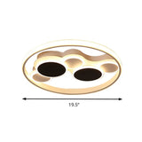 Abstract Led Ceiling Lamp In Black & White; Acrylic Flat Round Mount Light For Restaurants
