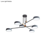 Acrylic 6-Light Macaron Chandelier With Round Shade - Perfect For Cafe Hanging Light