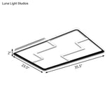 Acrylic Block Led Flush Ceiling Light Fixture - Simplicity Design 19’/23’/27.5’ Wide