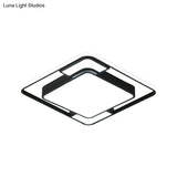 Acrylic Ceiling Flush Led Mount Light In Nordic Black - Square/Round/Rectangle Design White/3 Color