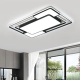 Acrylic Ceiling Flush Led Mount Light In Nordic Black - Square/Round/Rectangle Design White/3 Color