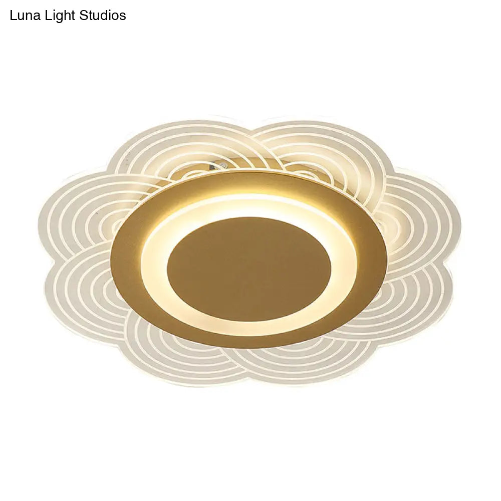 Acrylic Flower Ceiling Fixture Led Flush Mount Light In Warm/White For Bedroom Décor