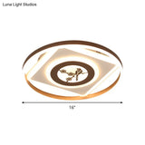 Acrylic Geometric Ceiling Mounted Light - 16’/19.5’ Wide Modern Coffee Led Flush In White