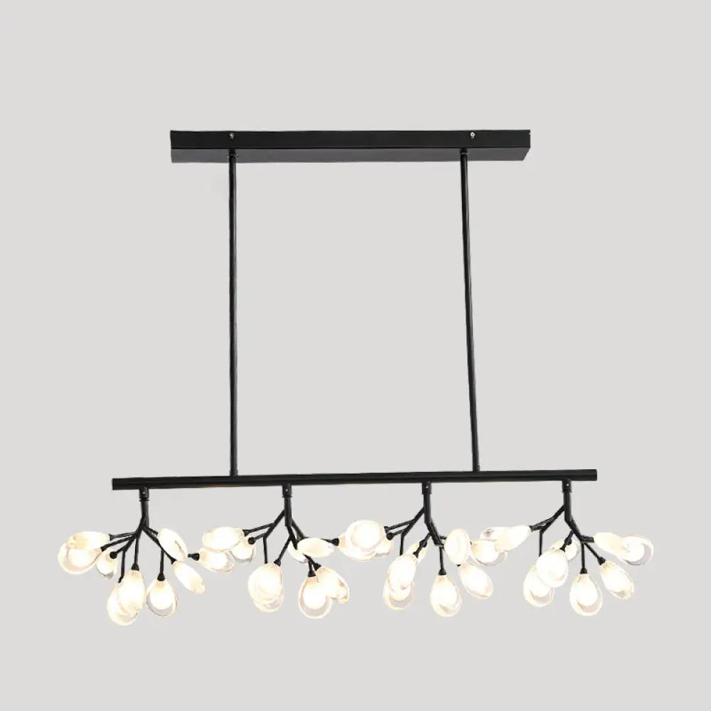 Acrylic Island Lighting Fixture: Simplicity Design With 36 Bulbs - Perfect For Dining Rooms! Black