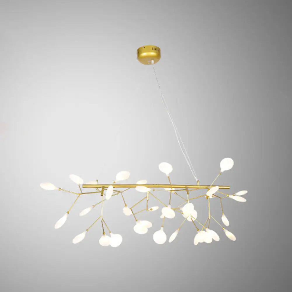 Acrylic Leaf-Shaped Led Hanging Light Fixture For Dining Room - Modern Island Lighting 36 / Gold