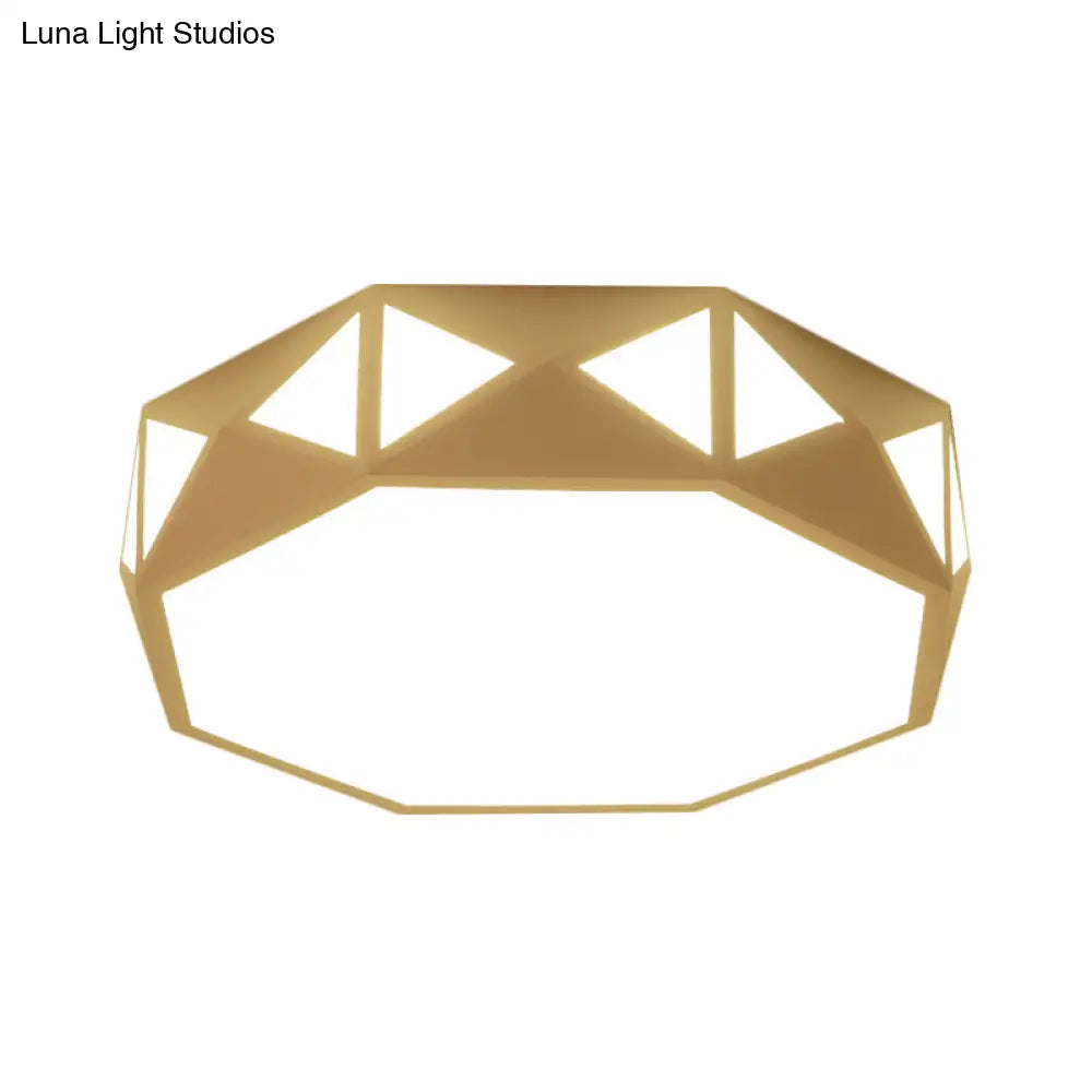 Acrylic Led Ceiling Lamp For Kindergarten - White Octagon Mount Light