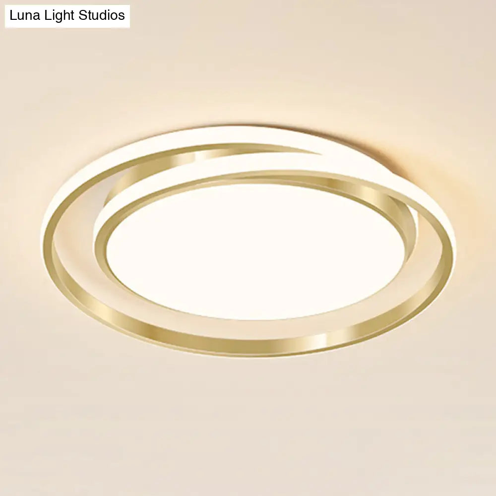 Acrylic Led Ceiling Lamp In Brushed Gold - Simple Style Flush Mount For Bedroom