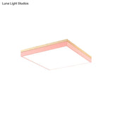 Acrylic Led Ceiling Light For Baby Room & Hallway - Macaron Loft Square Flush Lamp