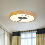 Acrylic Led Flushmount Lighting - Macaroon Ring With Giraffe Pattern Pink/Yellow/Blue 12’/16’